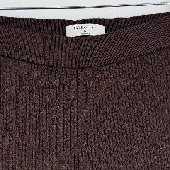 NWT Babaton Aritzia Rich Mocha Brown‎ Rib Knit Leggings Side Slits M - Picture 4 of 11